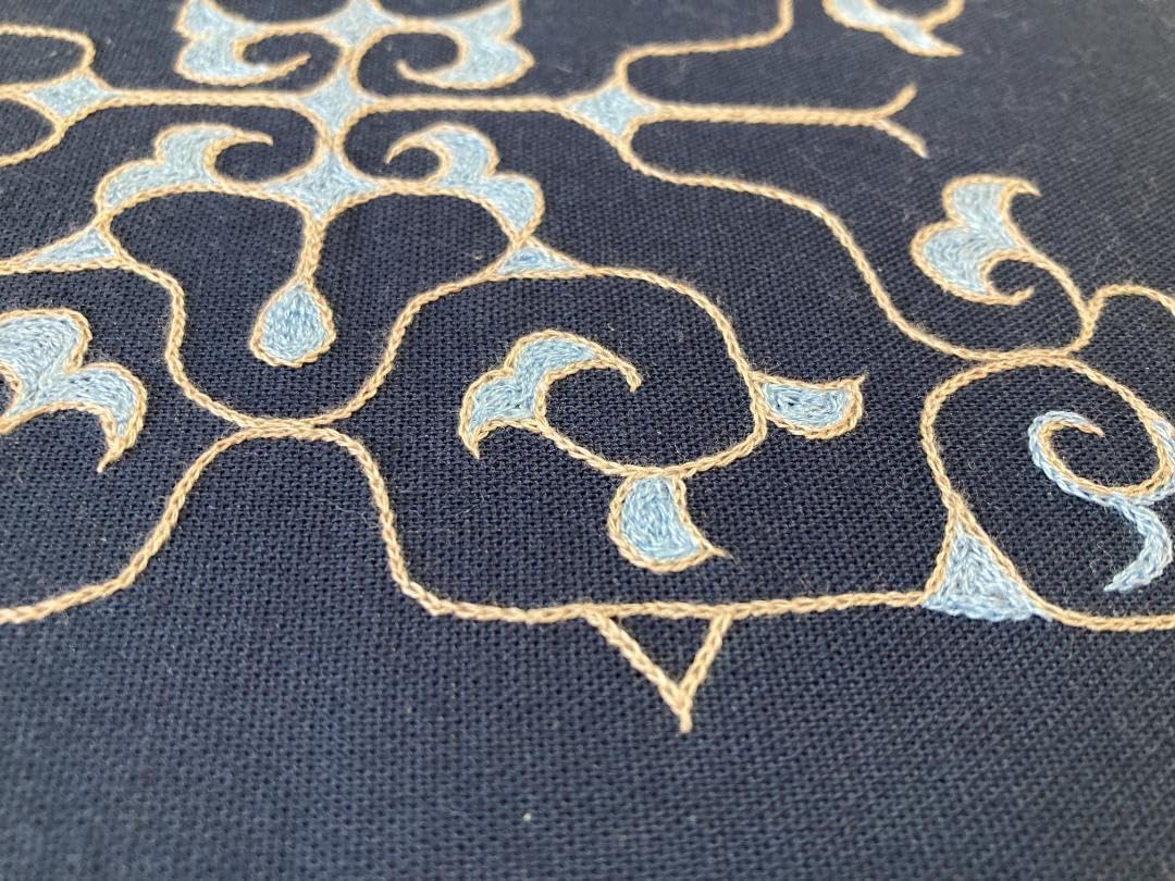 アイヌ刺しゅう　紺色に水色　37㎝×45㎝ Amazon | アイヌ刺しゅう 紺色に水色 37㎝×45㎝ | 刺しゅう図案 通販